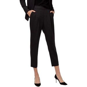 Aritzia Babaton Cohen Pull On Mid Rise Pleated Straight Cropped Pants Black 4